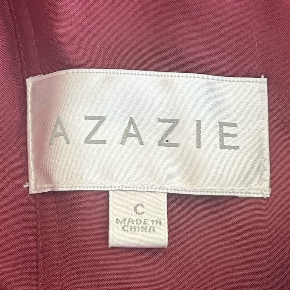 Azazie Natasha Chiffon full length A-line dress in Cabernet - Picture 7 of 16